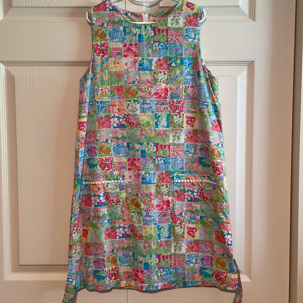 LILLY PULITZER State of Mind Patch Shift Dress, EUC